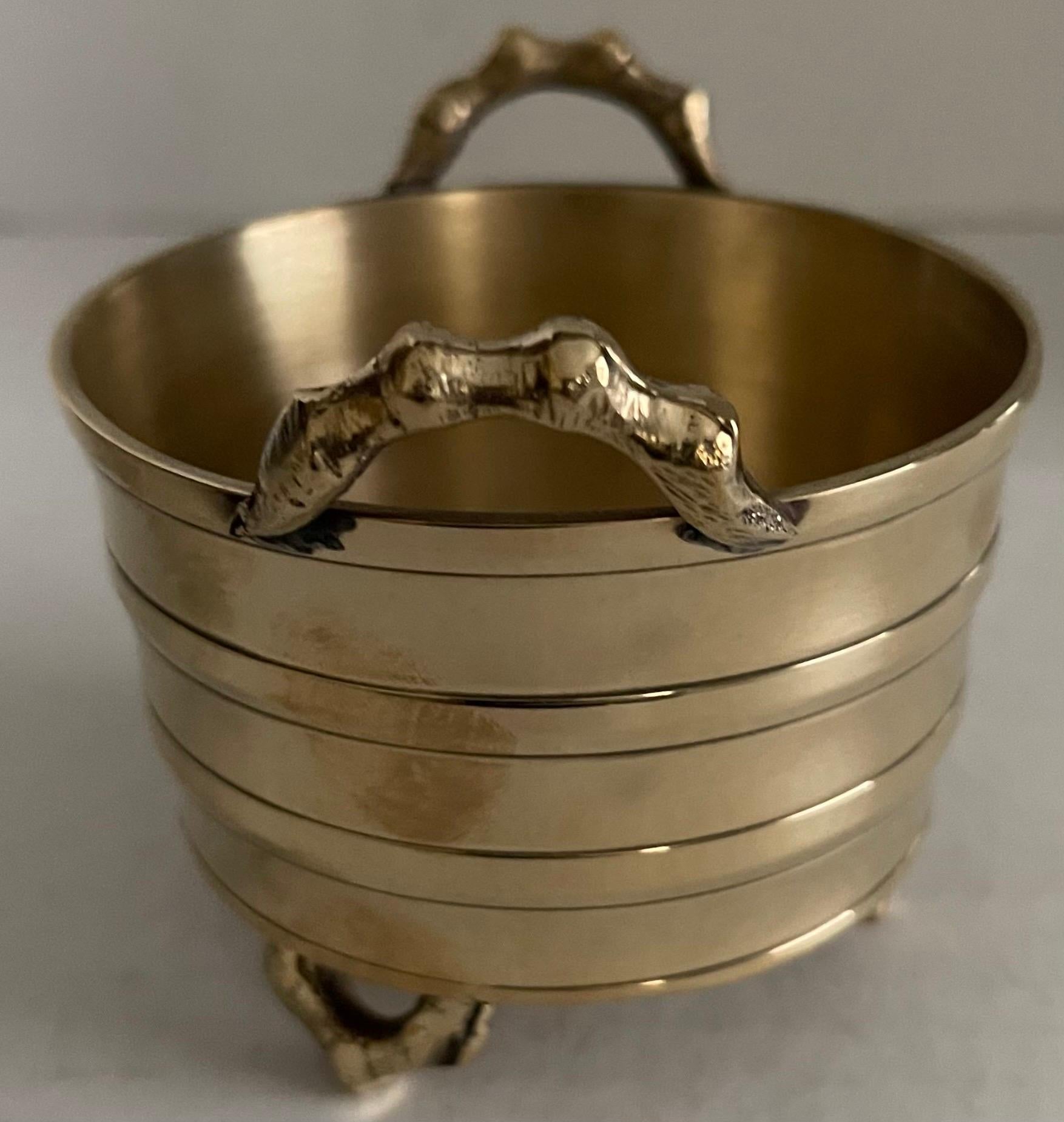 Chinese Miniature Polished Brass Bamboo Pot For Sale 6
