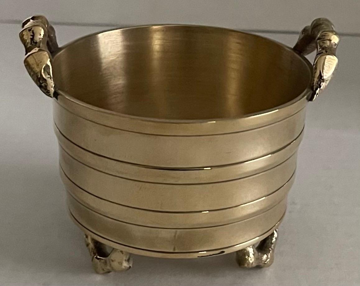 Chinese Miniature Polished Brass Bamboo Pot In Good Condition For Sale In Stamford, CT