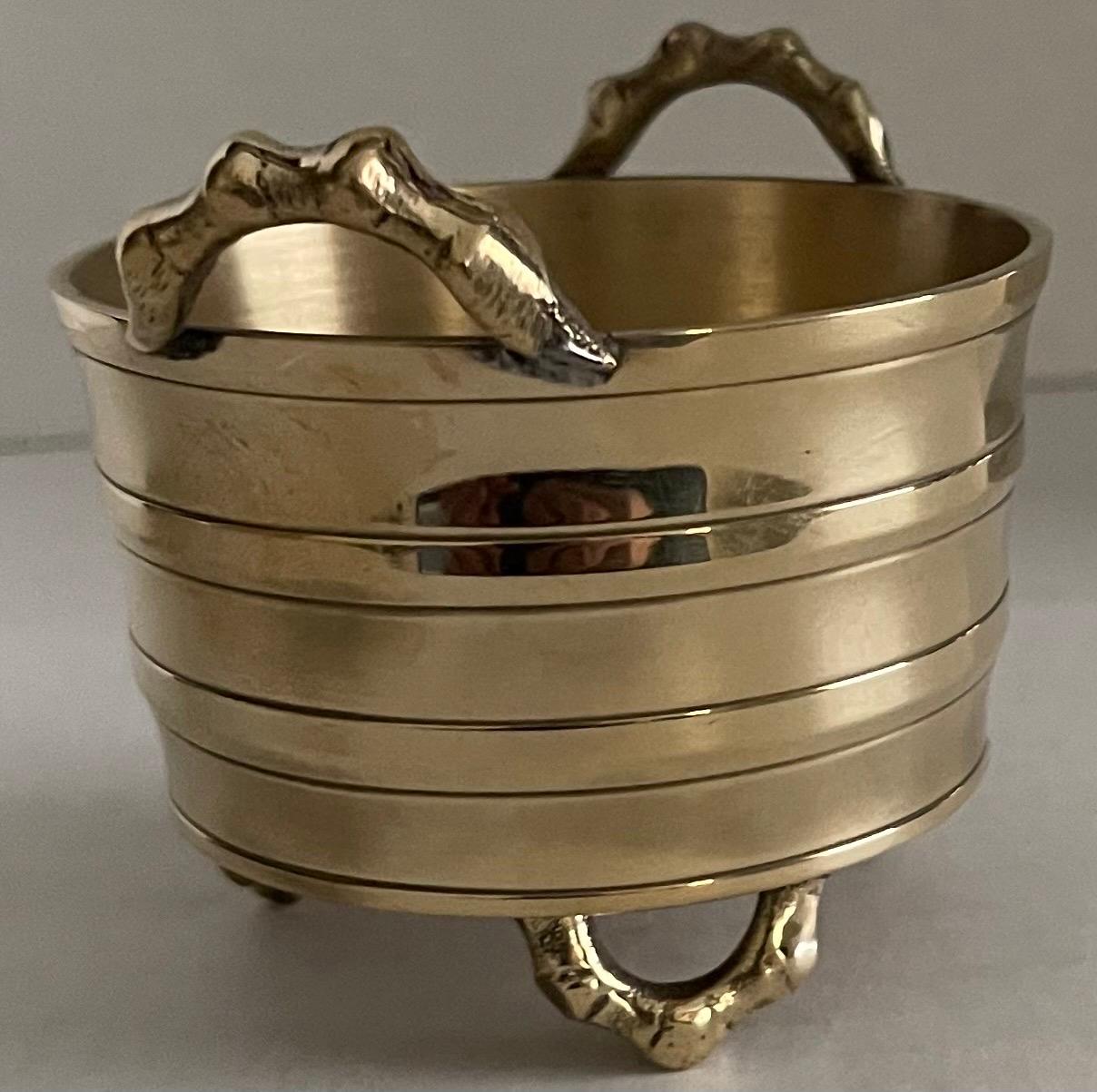 Chinese Miniature Polished Brass Bamboo Pot For Sale 1