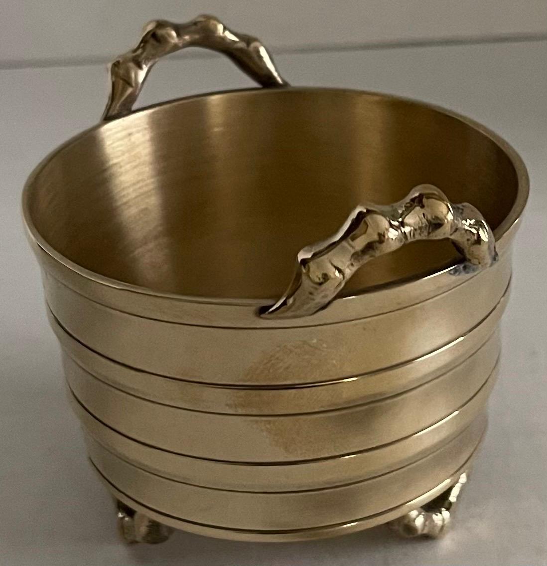 Chinese Miniature Polished Brass Bamboo Pot For Sale 2