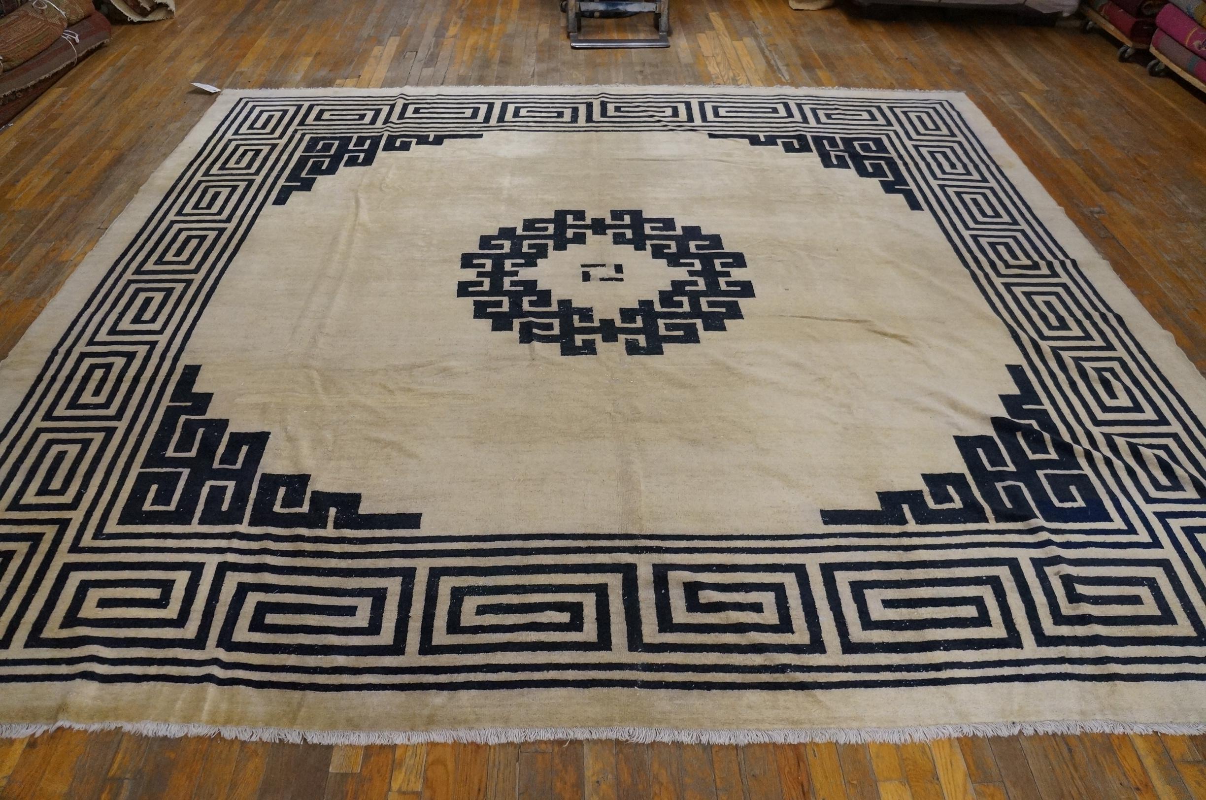 Wool Antique Chinese Mongolian Rug 10'6
