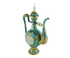 Chinese Mongolian, Style Cloisenne and Jade Ewer