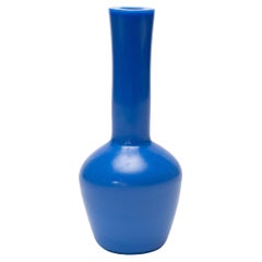 Chinese Monochrome Blue Peking Glass Bottle Vase, c. 1860