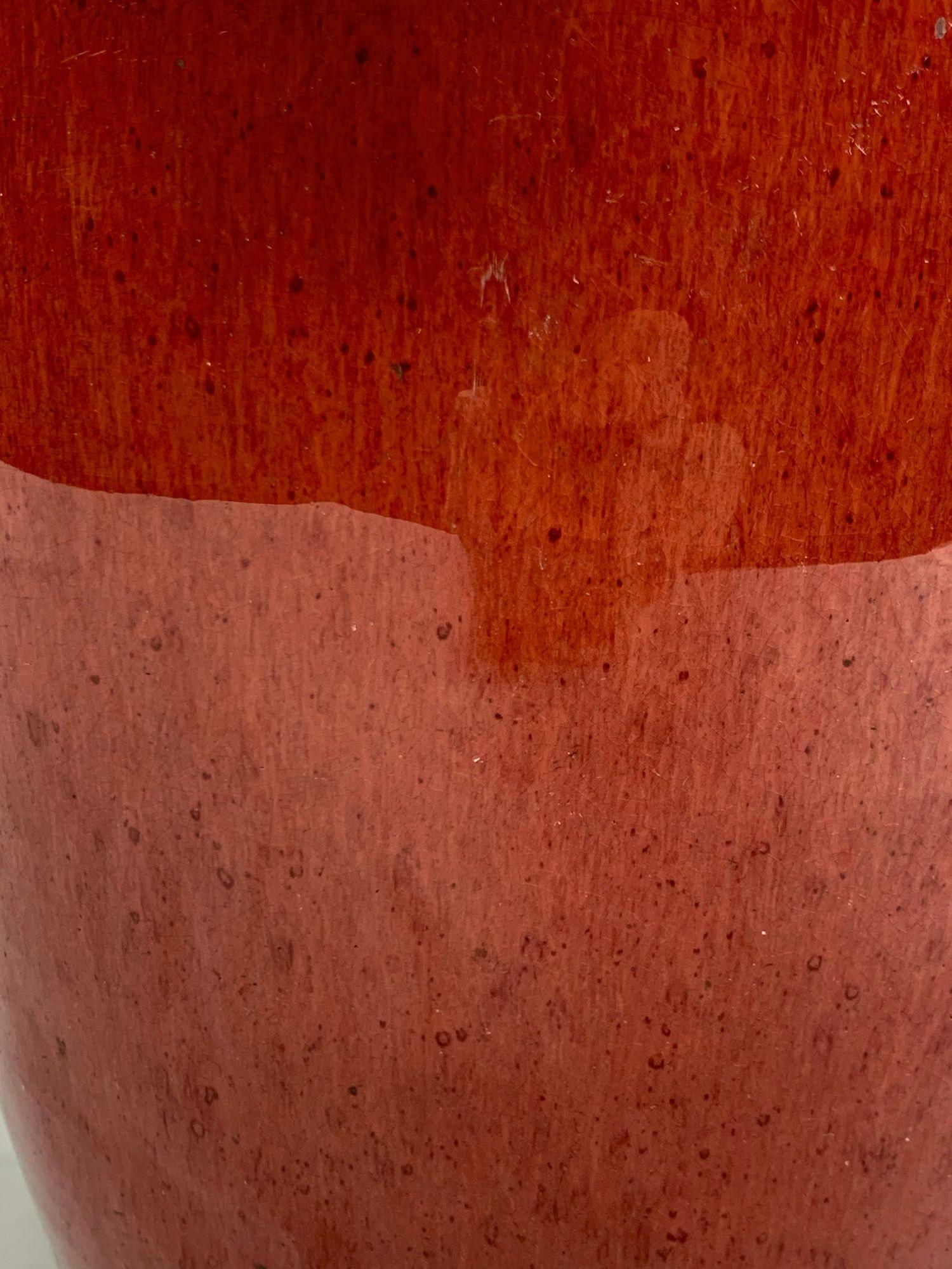 Cinese Chinese Monochrome Copper-Red Glazed Storage Jar, Late Qing Circa 1880 in vendita