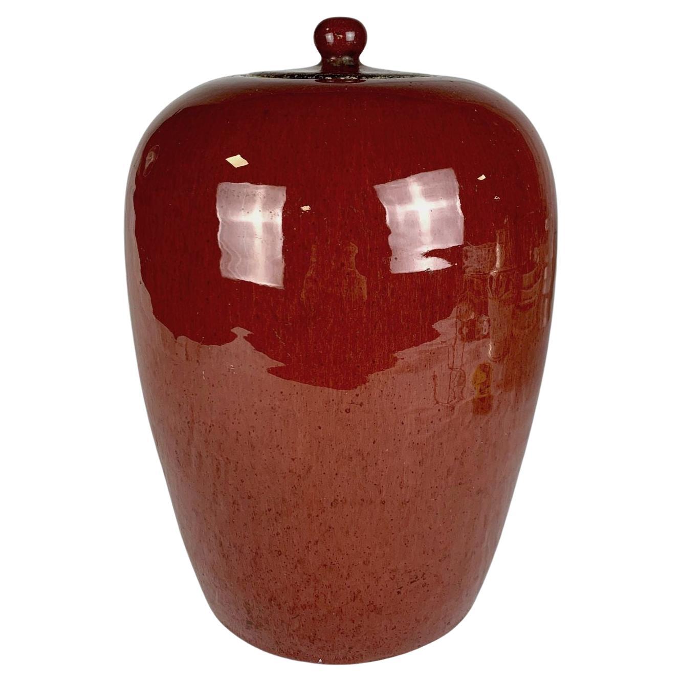 Chinese Monochrome Copper-Red Glazed Storage Jar, Late Qing Circa 1880