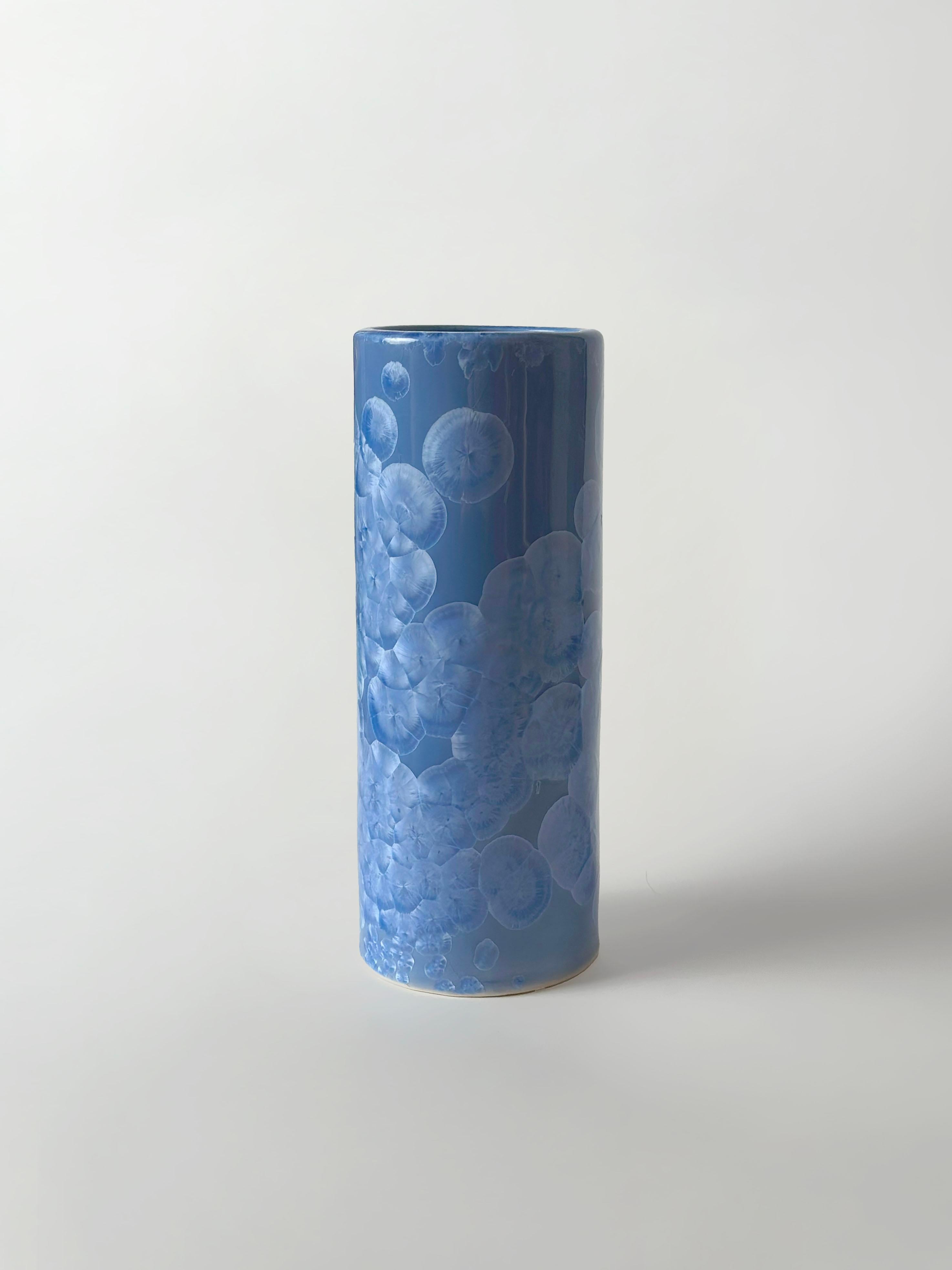 Porcelaine Vase chinois monochrome bleu corail à glaçure cristalline, vers 1970 en vente