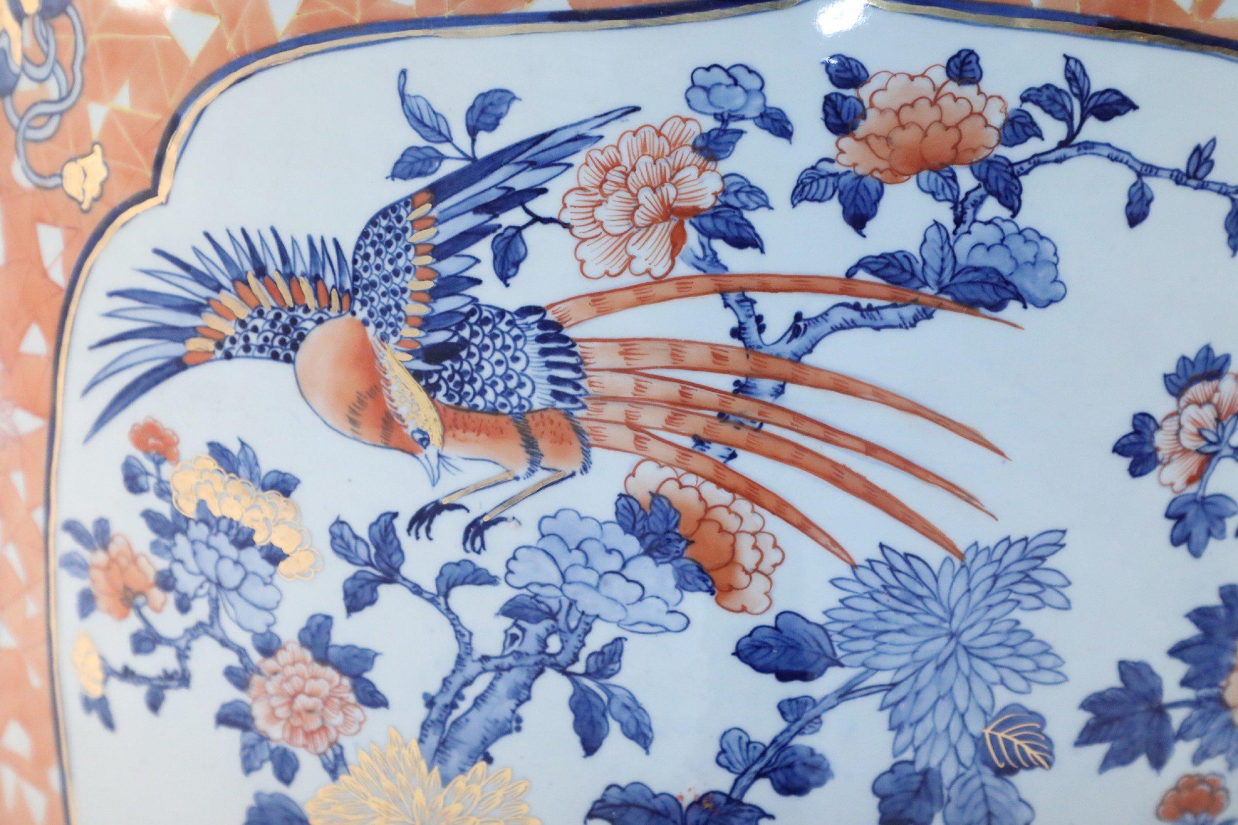 Chinese Monumental Imari-Style Lidded Light Orange Porcelain Urn 5