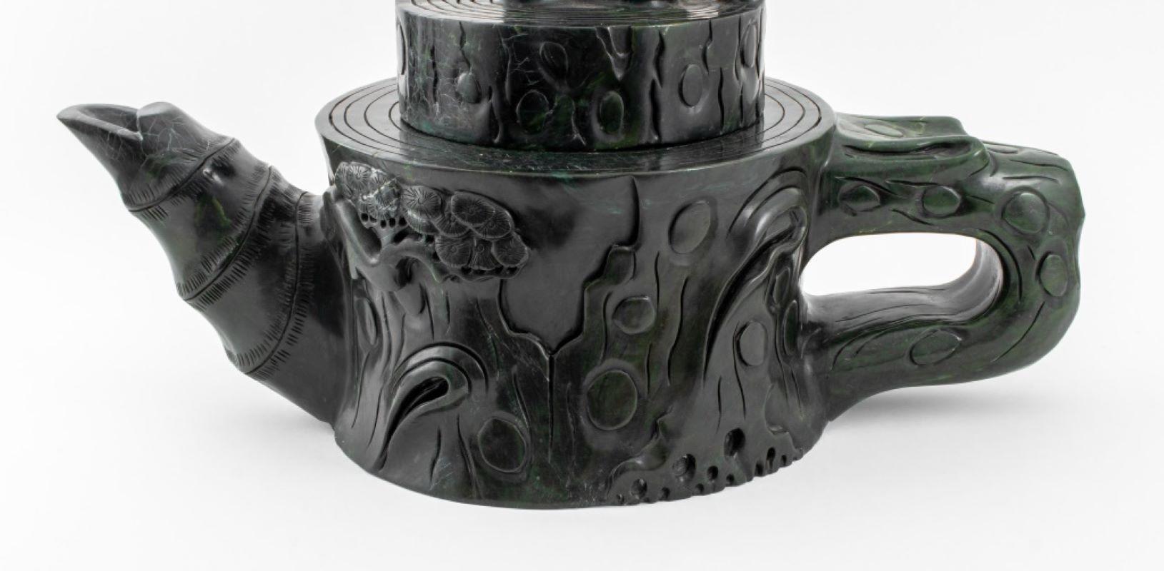 Chinese Monumental Nephrite Jade Teapot In Good Condition For Sale In New York, NY