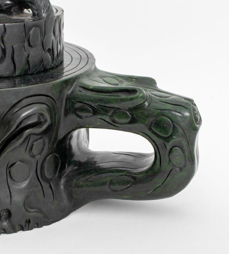 20th Century Chinese Monumental Nephrite Jade Teapot For Sale