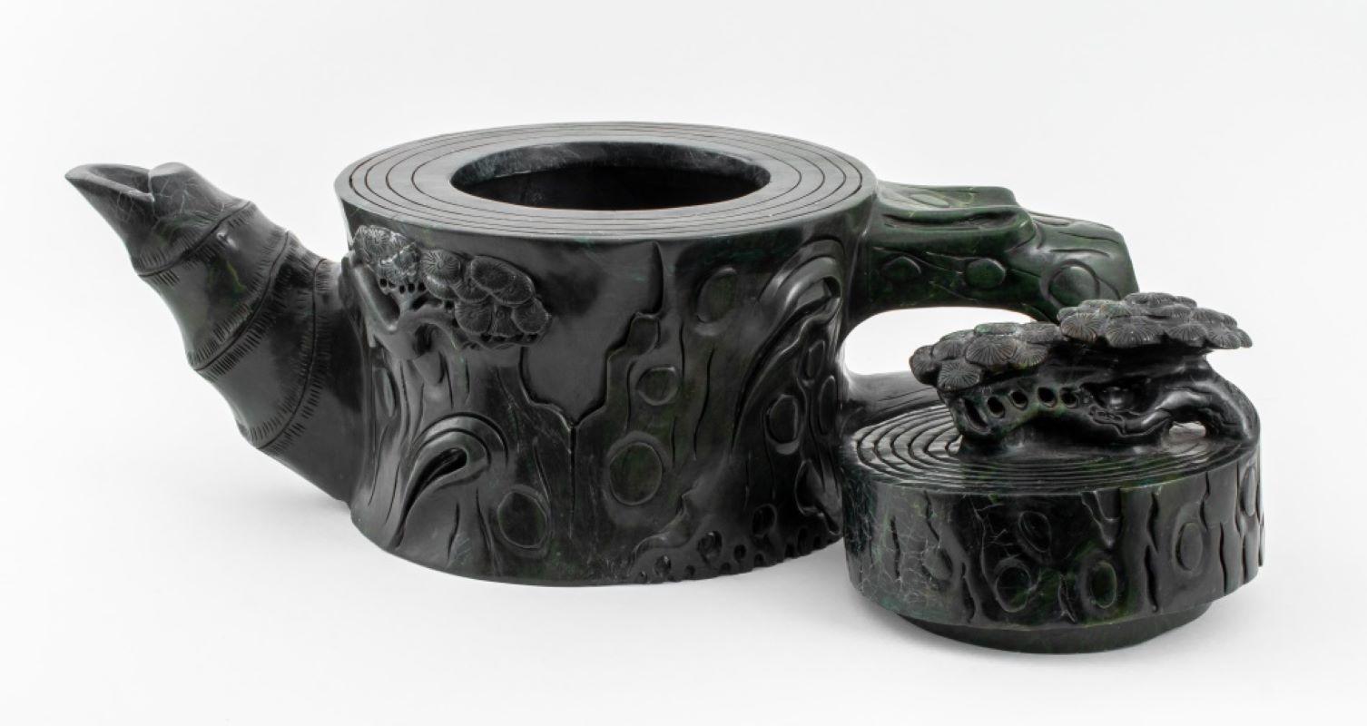 Stone Chinese Monumental Nephrite Jade Teapot For Sale