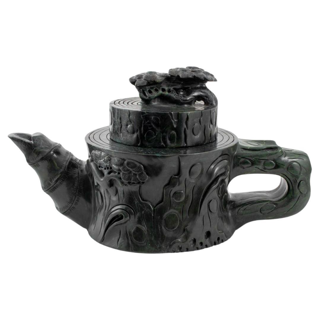 Chinese Monumental Nephrite Jade Teapot For Sale
