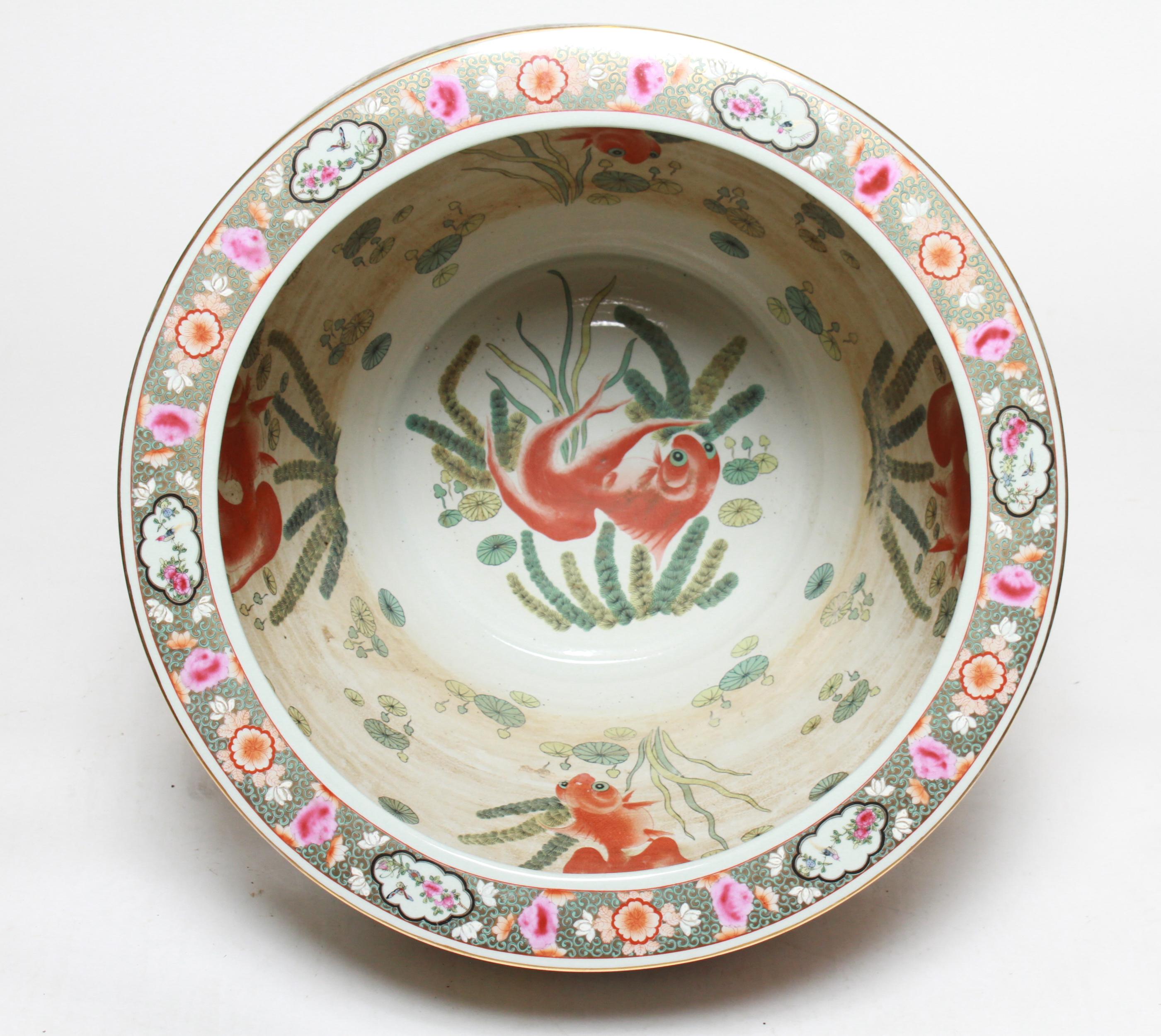 Chinese Monumental Porcelain Fish Bowl or Jardinière 5