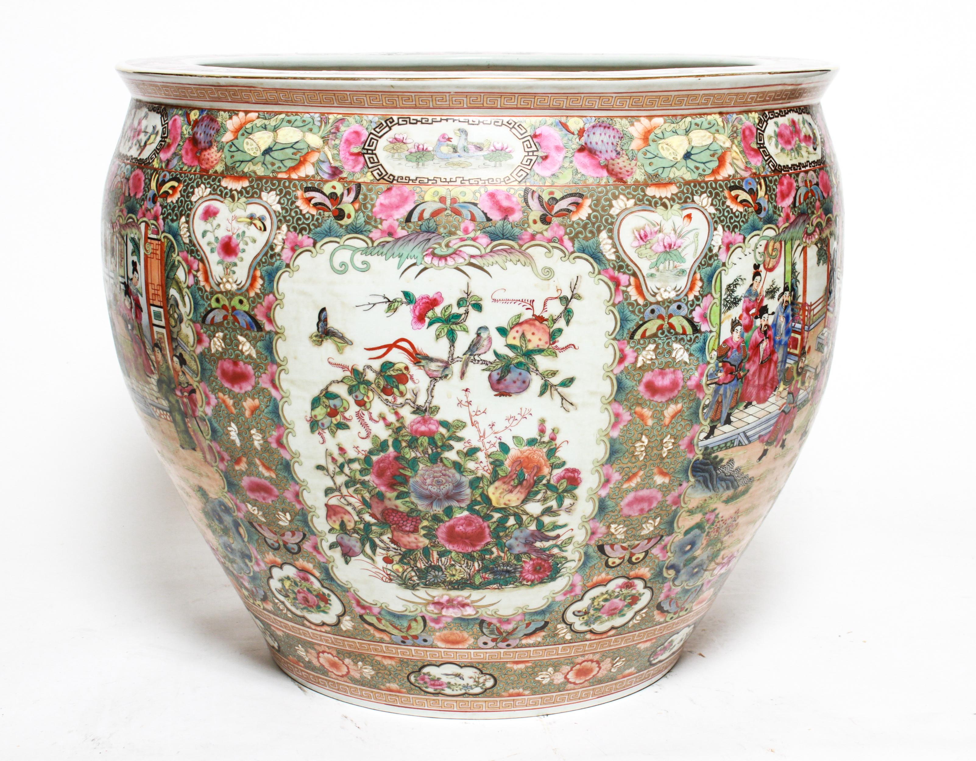 Chinese Export Chinese Monumental Porcelain Fish Bowl or Jardinière