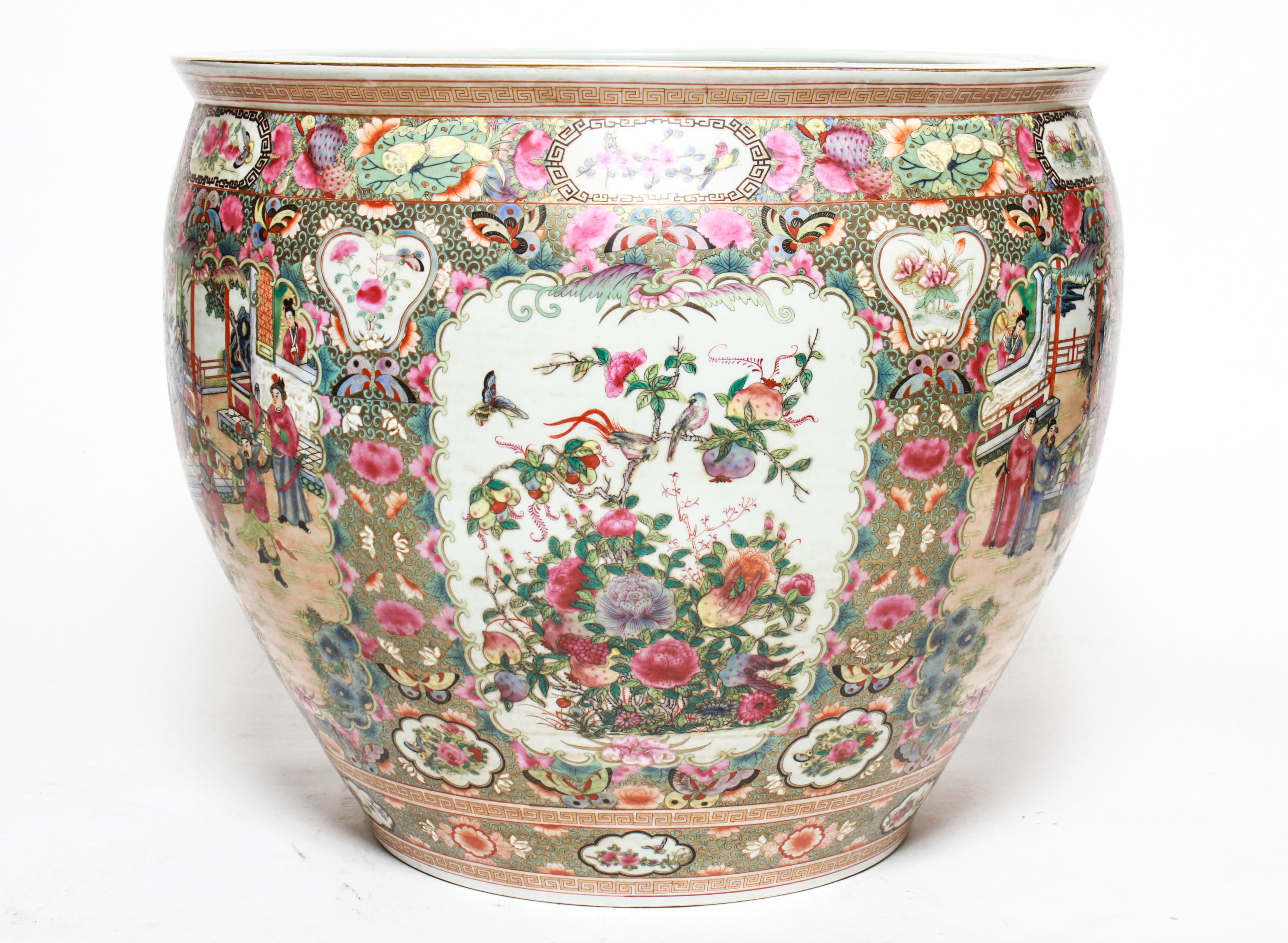 20th Century Chinese Monumental Porcelain Fish Bowl or Jardinière