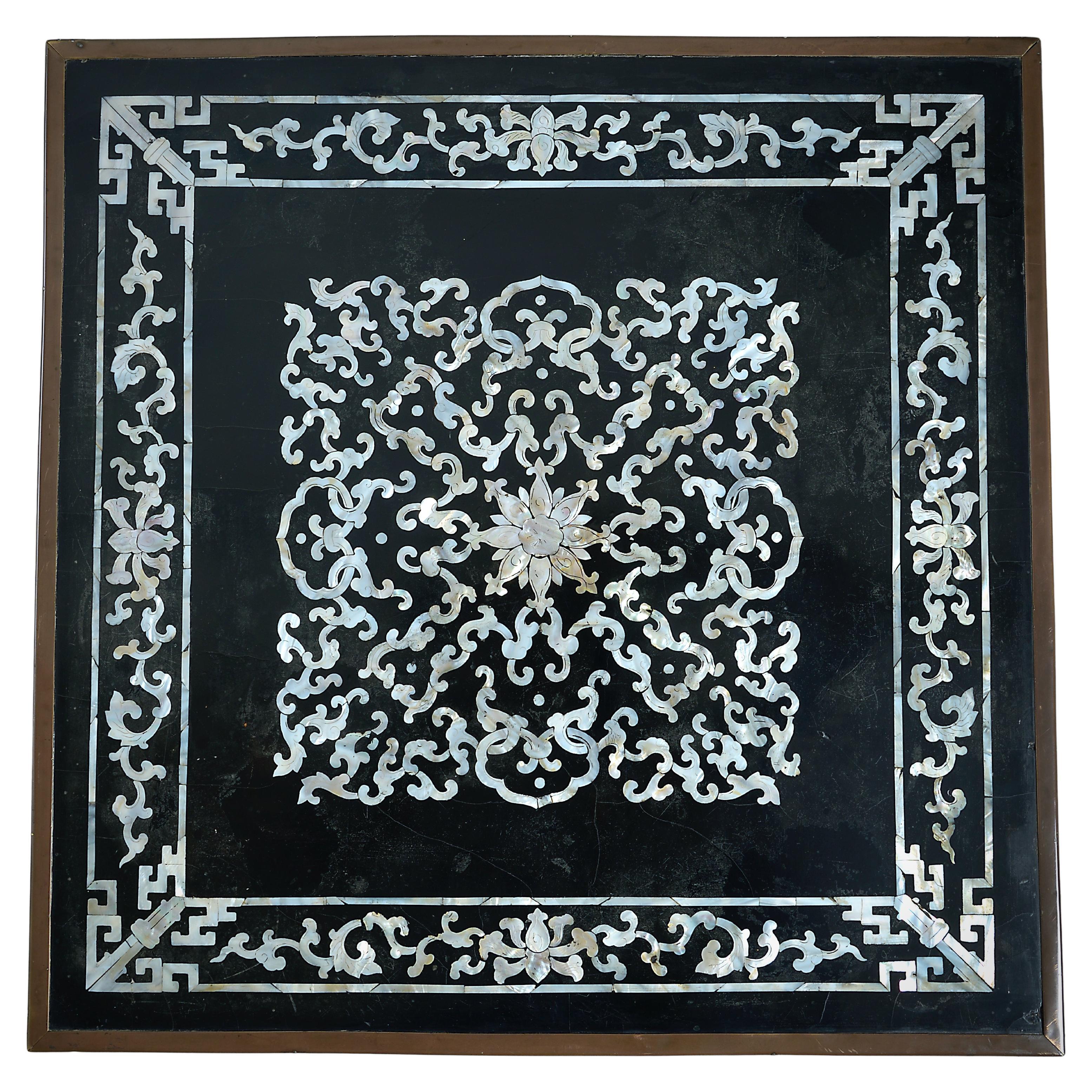 Chinese Mother-of-Pearl and Black Lacquer Table