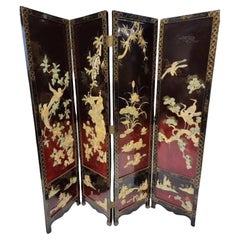 Chinese Mother of Pearl Coromandel Lacquered Hand Painted Screen/Room Divider