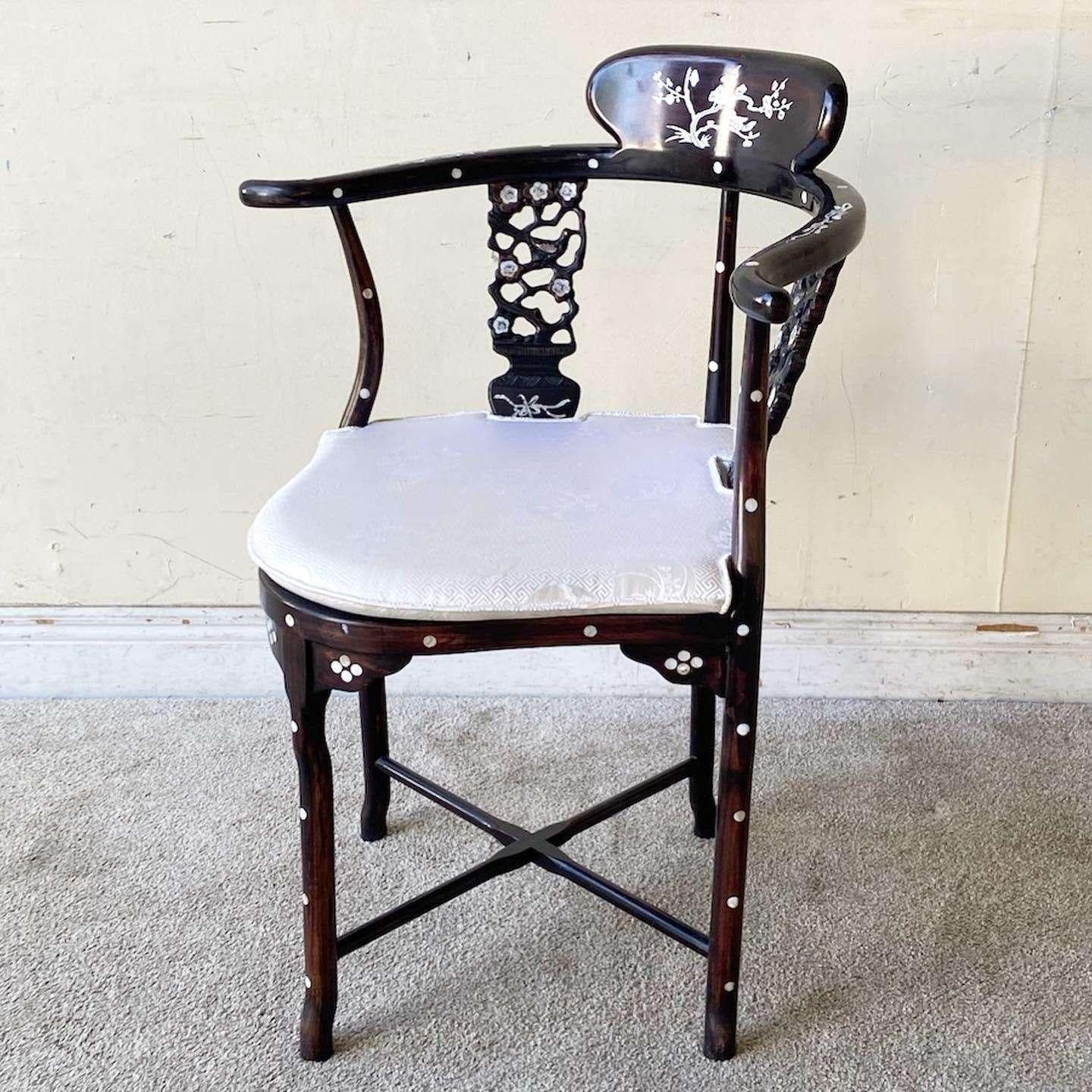 Chinese Mother of Pearl Inlay Corner Chair For Sale 5
