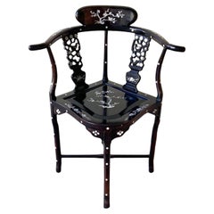 Vintage Chinese Mother of Pearl Inlay Corner Chair