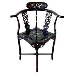 Antique Chinese Mother of Pearl Inlay Corner Chair