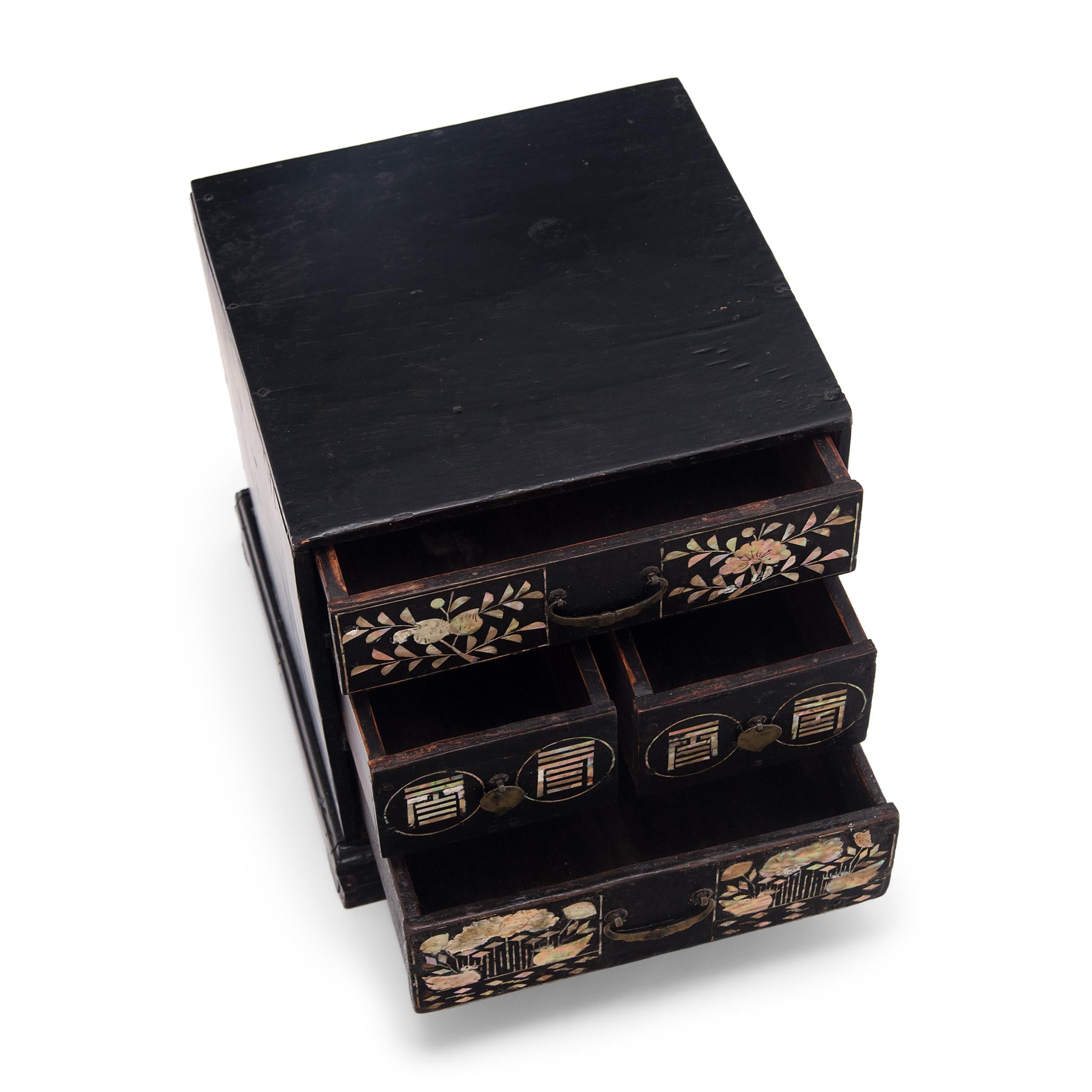 Lacquered Chinese Mother-of-Pearl Table Chest
