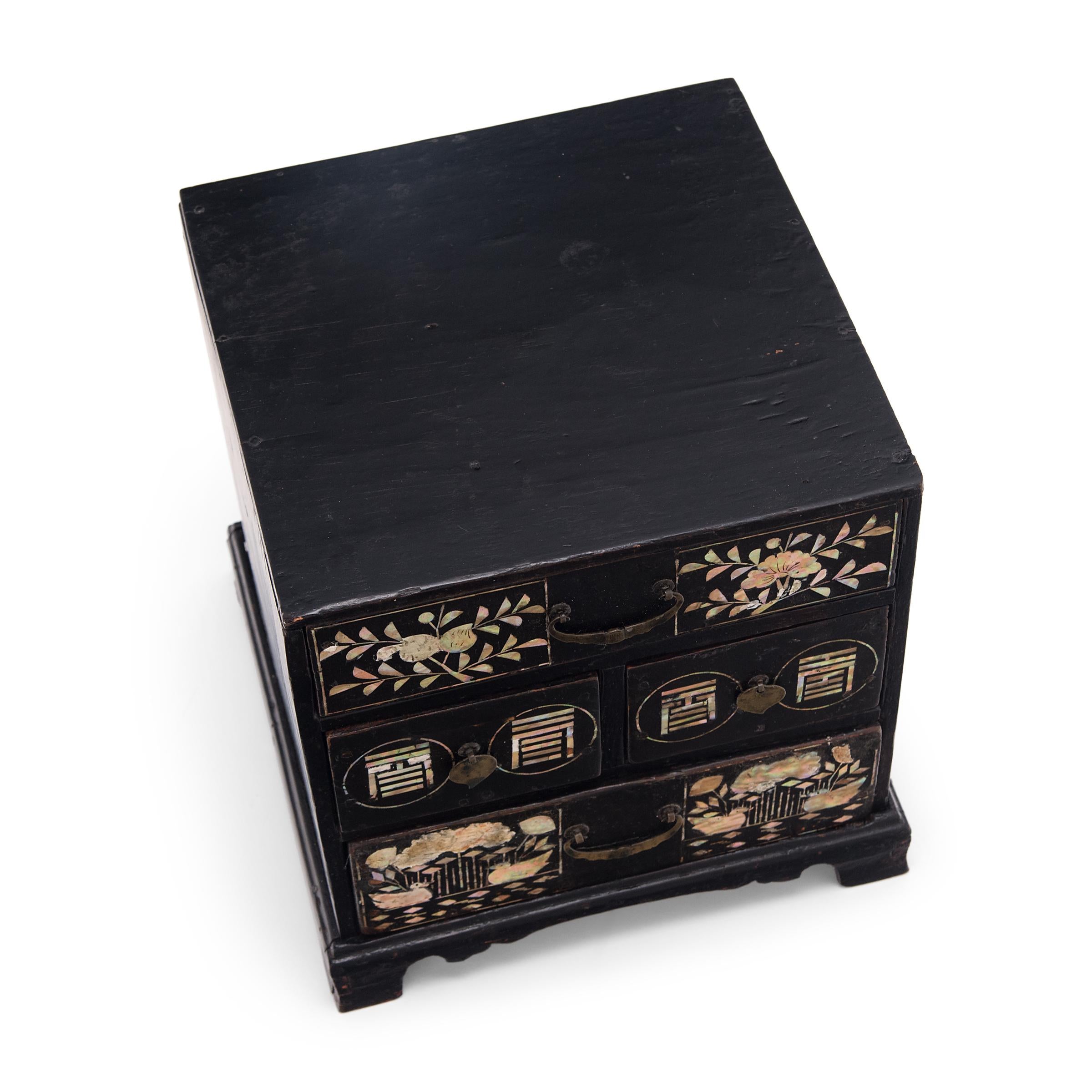 Chinese Mother-of-Pearl Table Chest In Good Condition In Chicago, IL