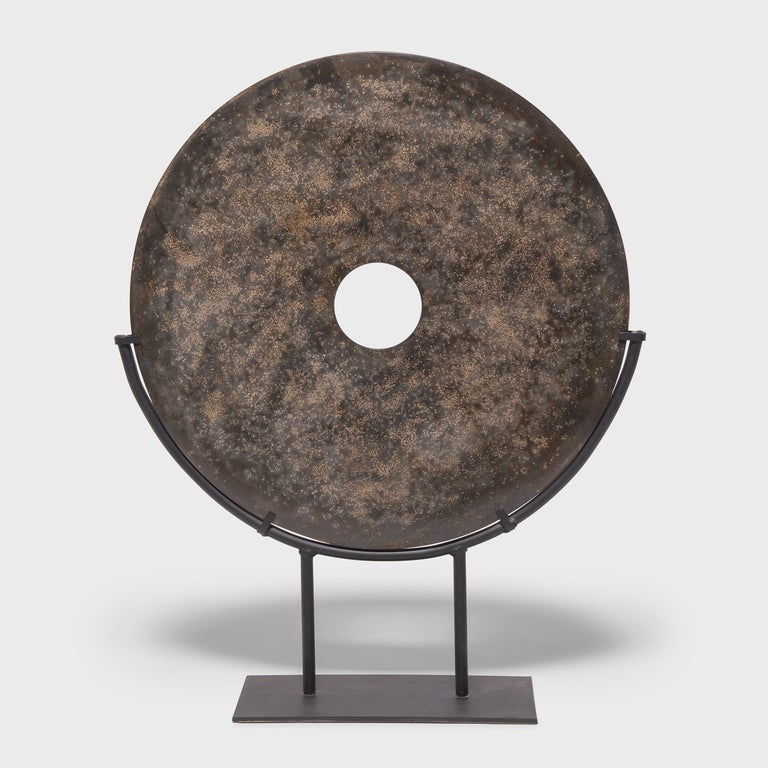 Chinese Mottled Jade Bi Disc For Sale at 1stdibs