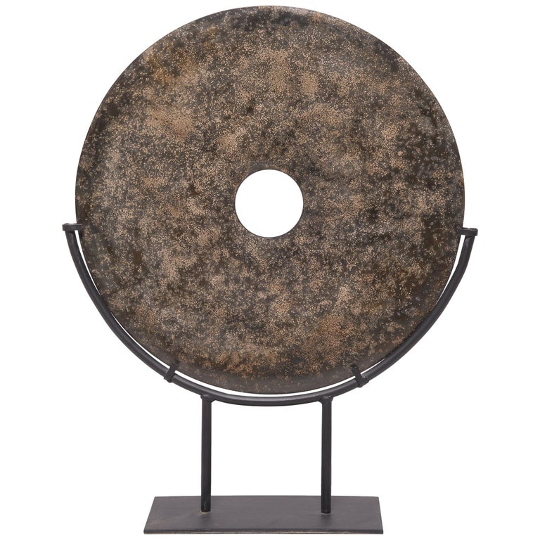 Chinese Mottled Jade Bi Disc For Sale at 1stdibs