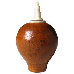 Chinese Moulded and Incised Natural Gourd Snuff Bottle