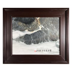 Used  China Extraordinary Natural Stone "Painting"  Mountain Fishing Stream