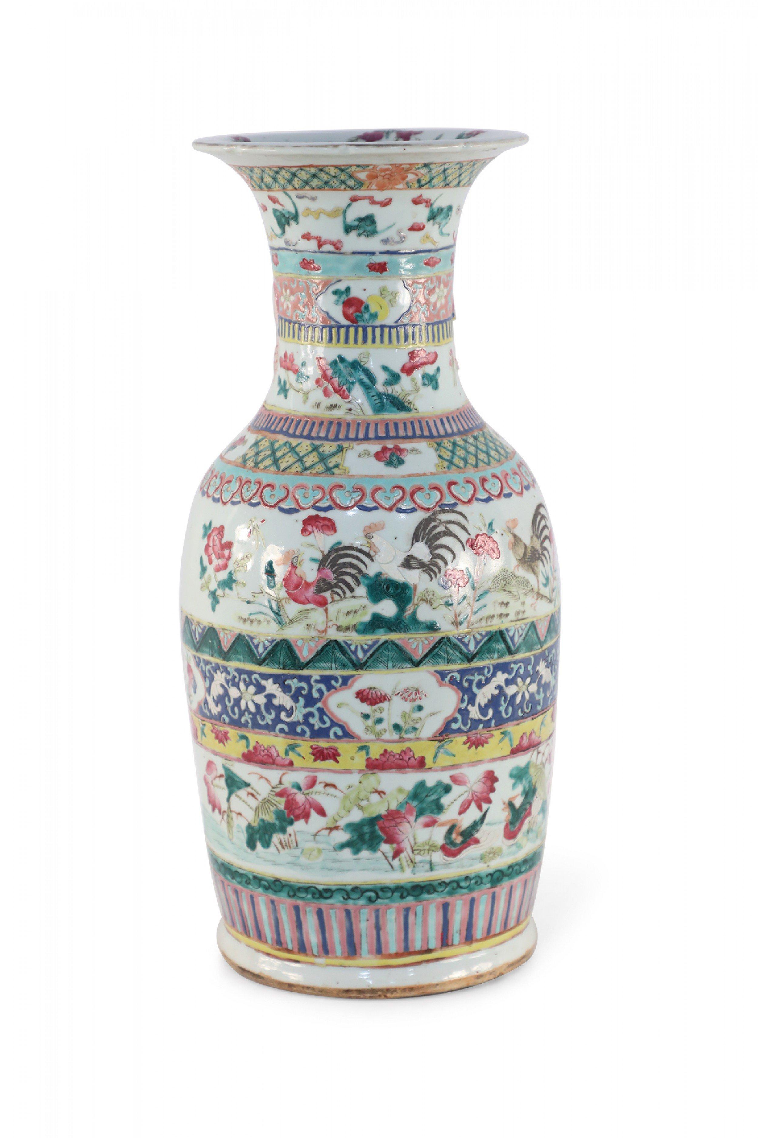 Chinese Multicolor Banded Pattern Porcelain Urn For Sale 1