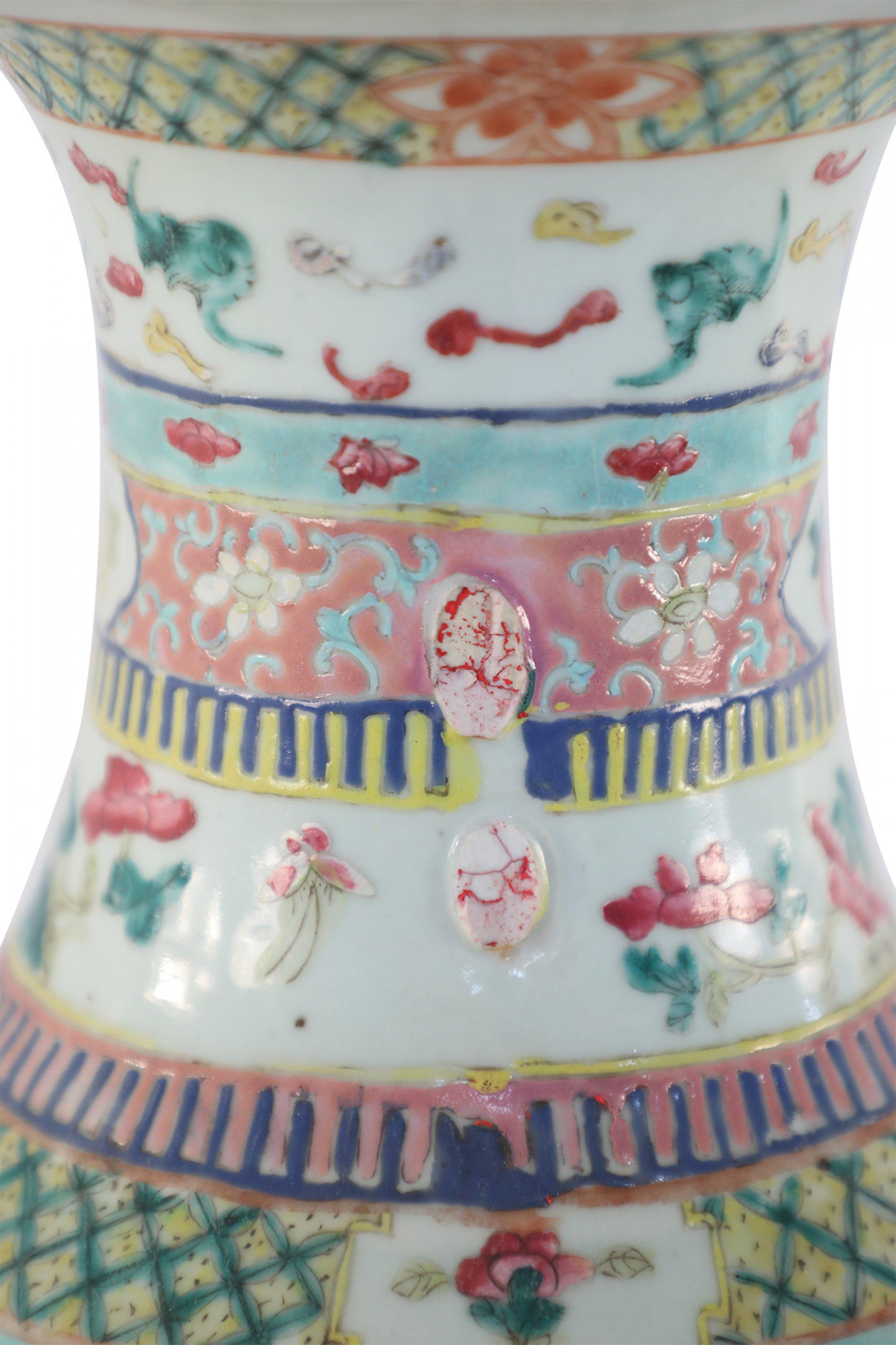 Chinese Multicolor Banded Pattern Porcelain Urn For Sale 3