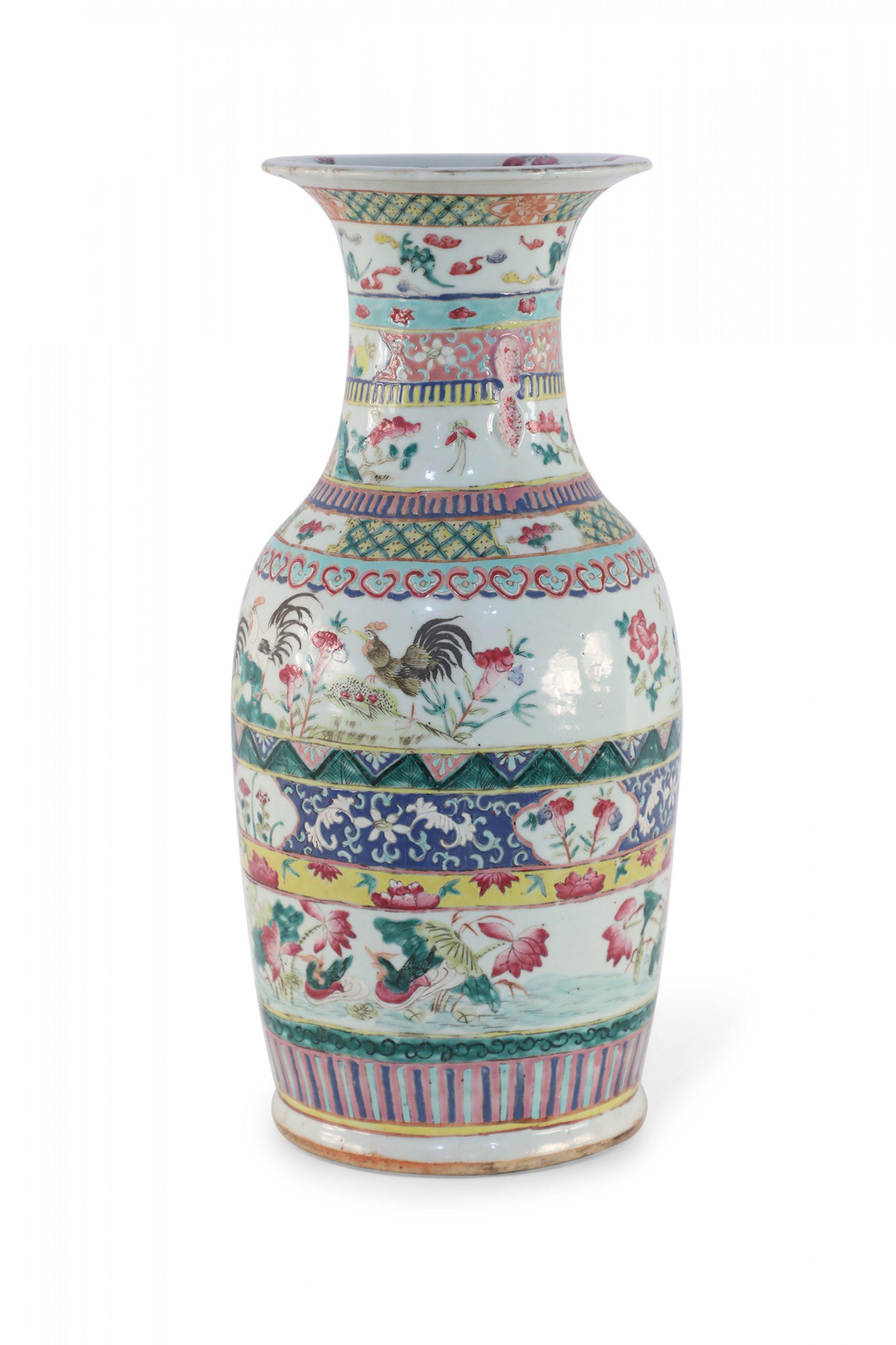 Chinese Multicolor Banded Pattern Porcelain Urn For Sale 4