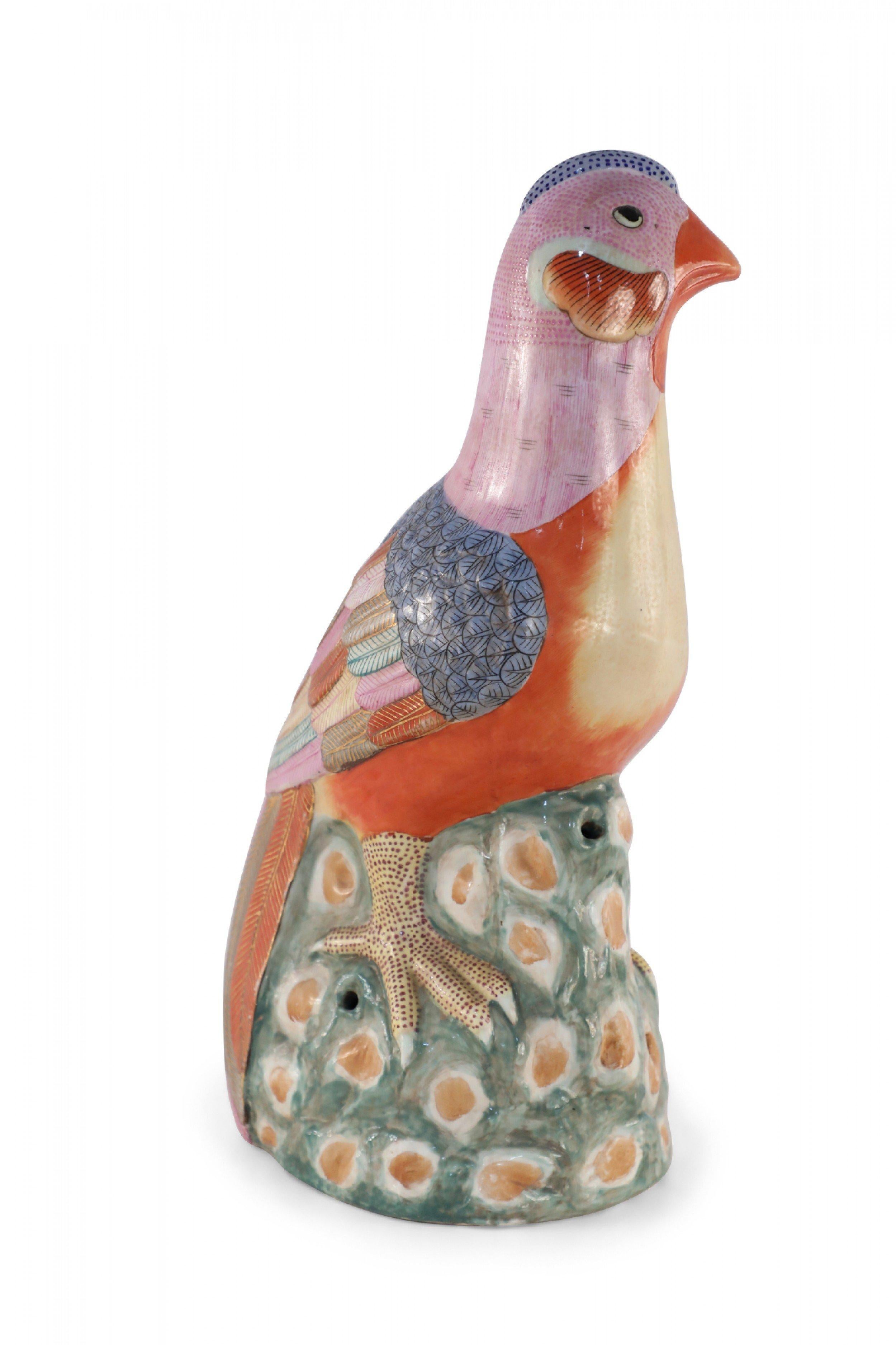 Chinese Export Chinese Multicolor Glazed Porcelain Pheasant Sculpture For Sale
