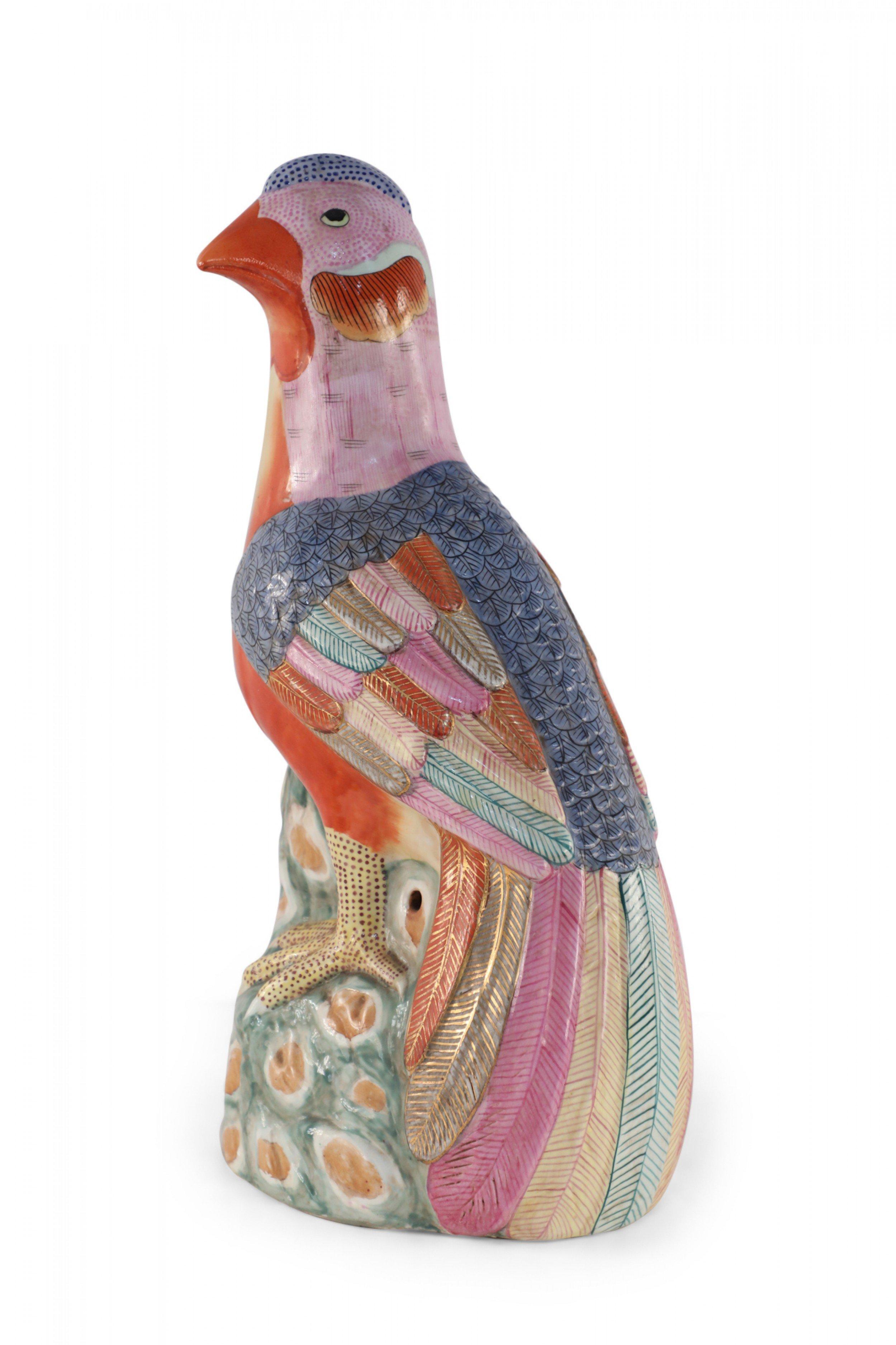 Chinese Multicolor Glazed Porcelain Pheasant Sculpture In Good Condition For Sale In New York, NY