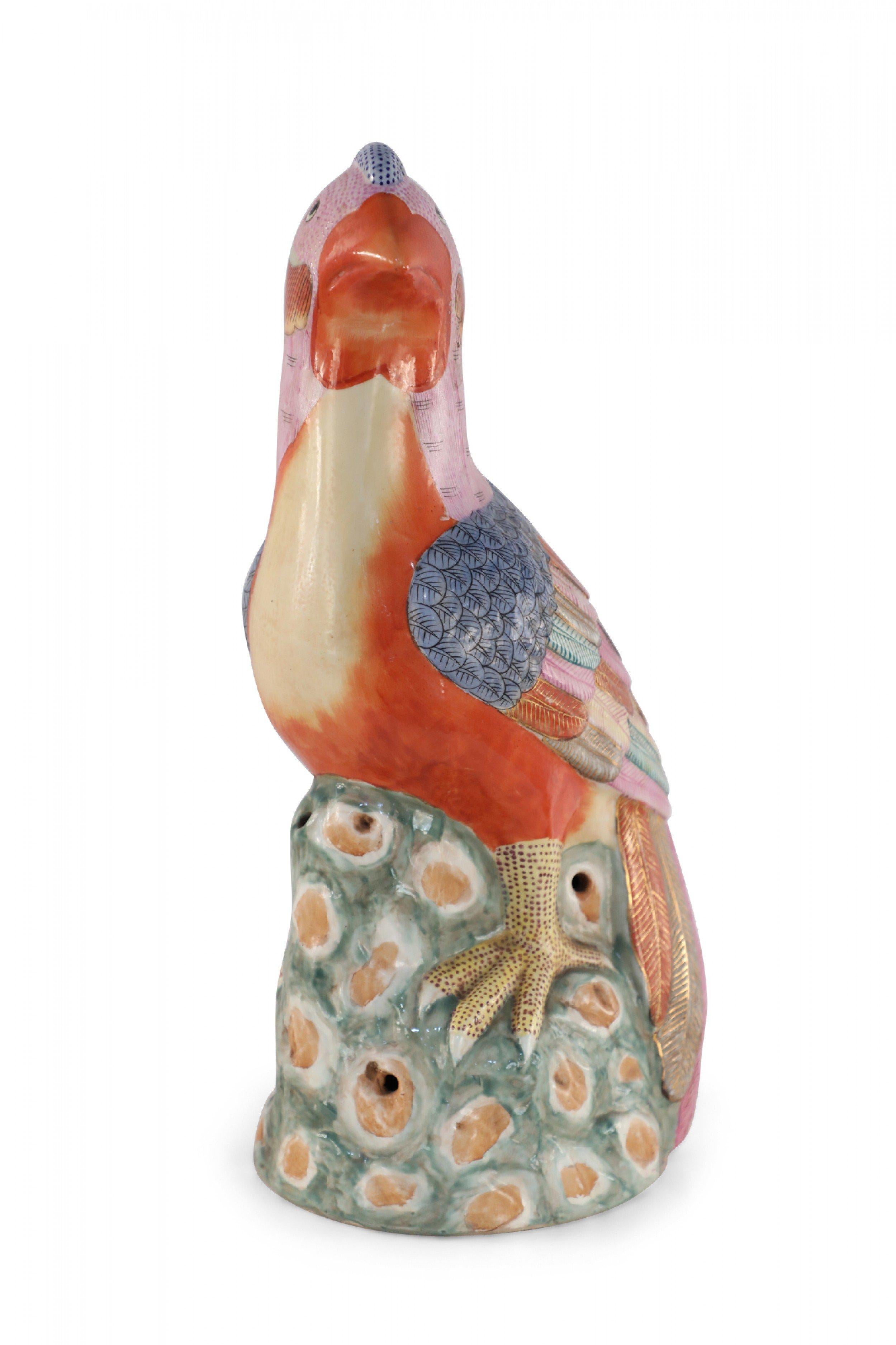 20th Century Chinese Multicolor Glazed Porcelain Pheasant Sculpture For Sale