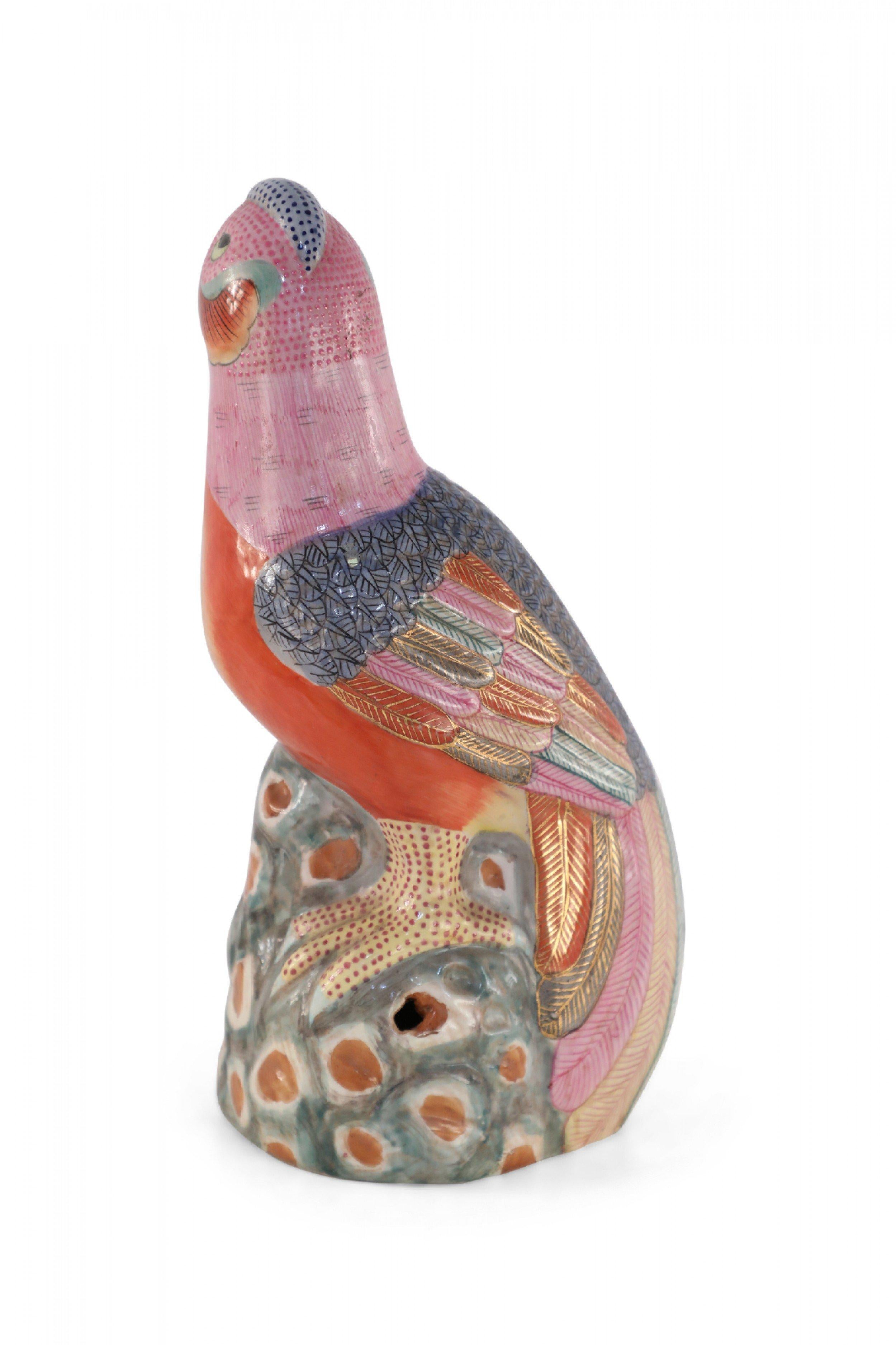 20th Century Chinese Multicolor Porcelain Pheasant Statue For Sale