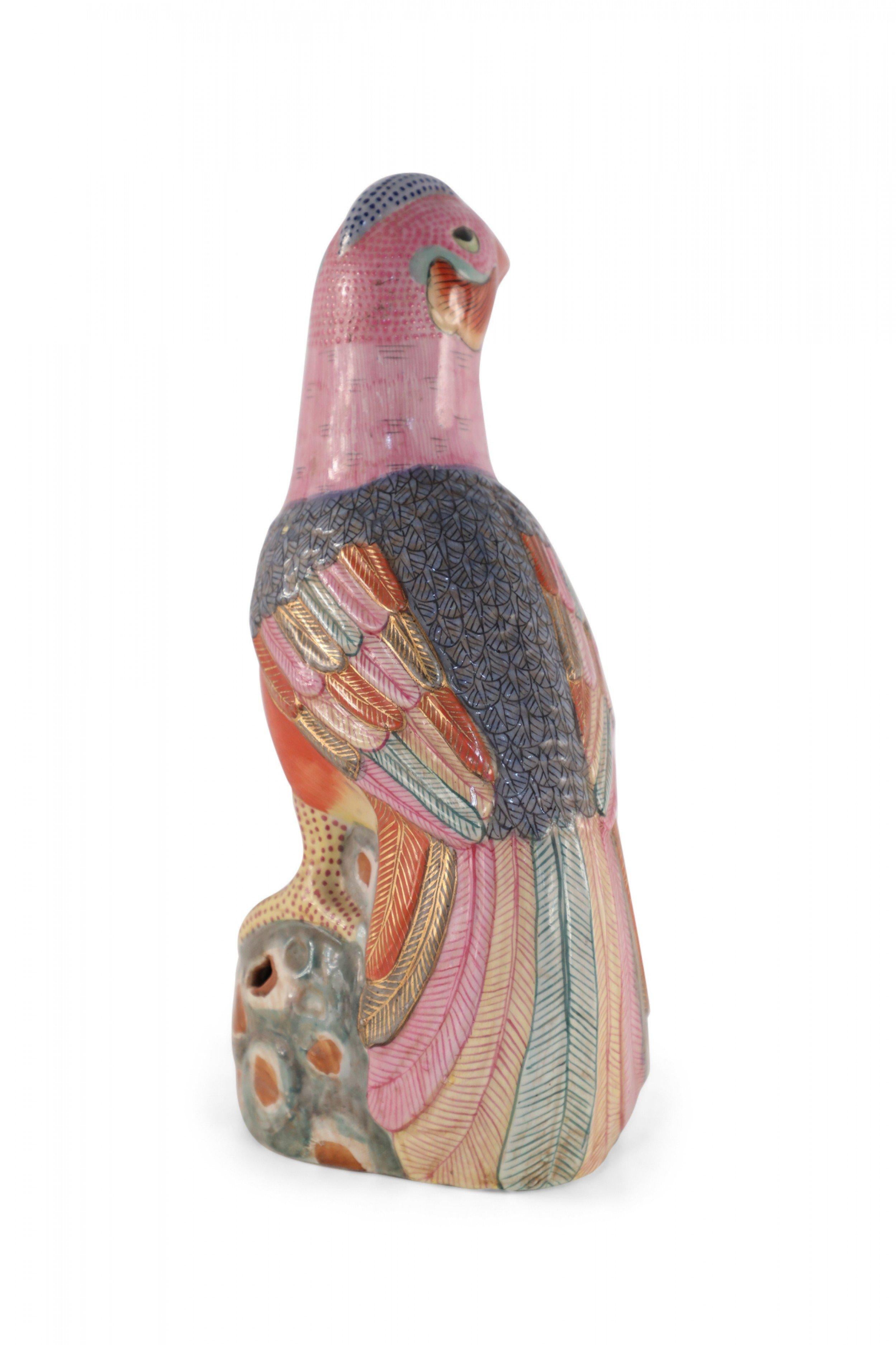 Chinese Multicolor Porcelain Pheasant Statue For Sale 1