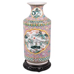 Jarrón chino de porcelana multicolor, s. XIX