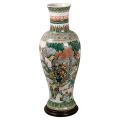 Jarrón chino de porcelana multicolor, s. XIX