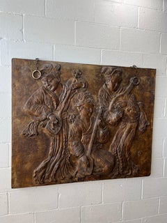 Chinese Musician Trio Large Fiberglass and Plaster Wall Relief Sculpture Finesse
