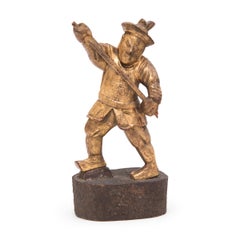 Antique Chinese Gilt Soldier Figurines, Qing Dynasty