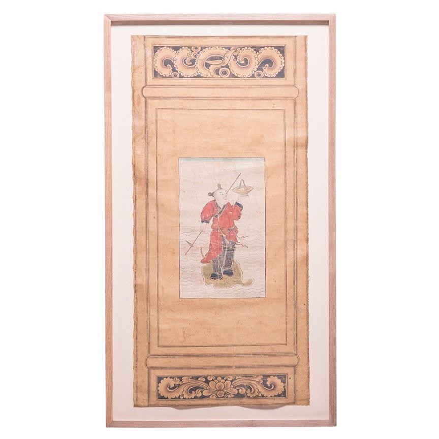 Chinese Mythical Immortal Screen Painting, c. 1850 For Sale