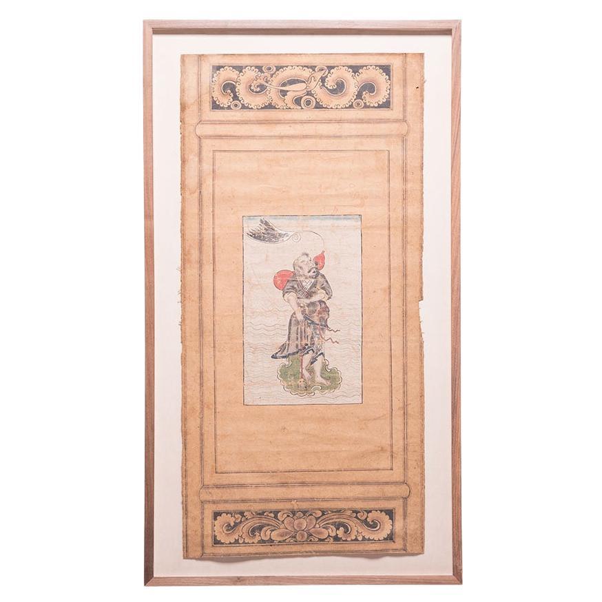 Chinese Mythical Immortal Screen Painting, c. 1850 For Sale