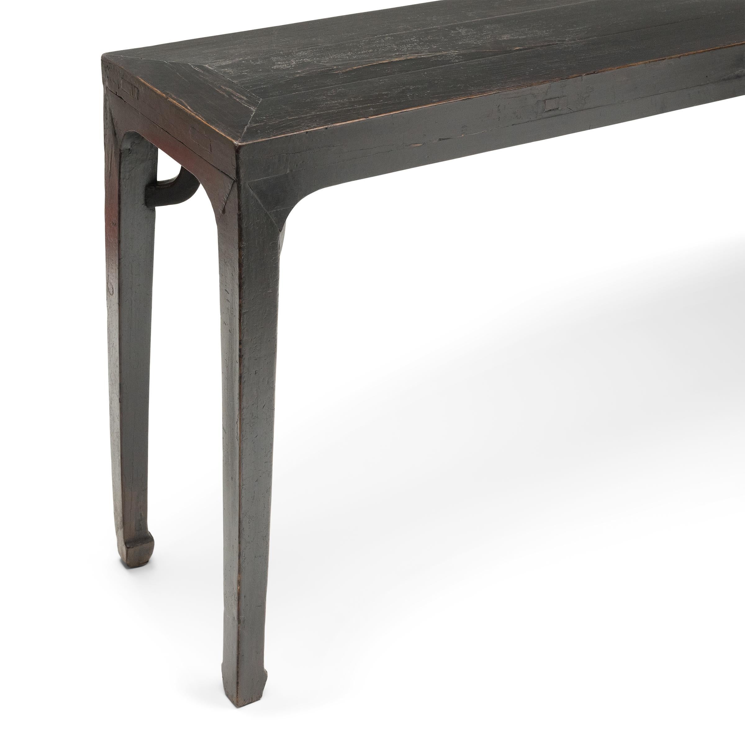 Chinese Narrow Lacquered Walnut Table, c. 1800 In Good Condition For Sale In Chicago, IL