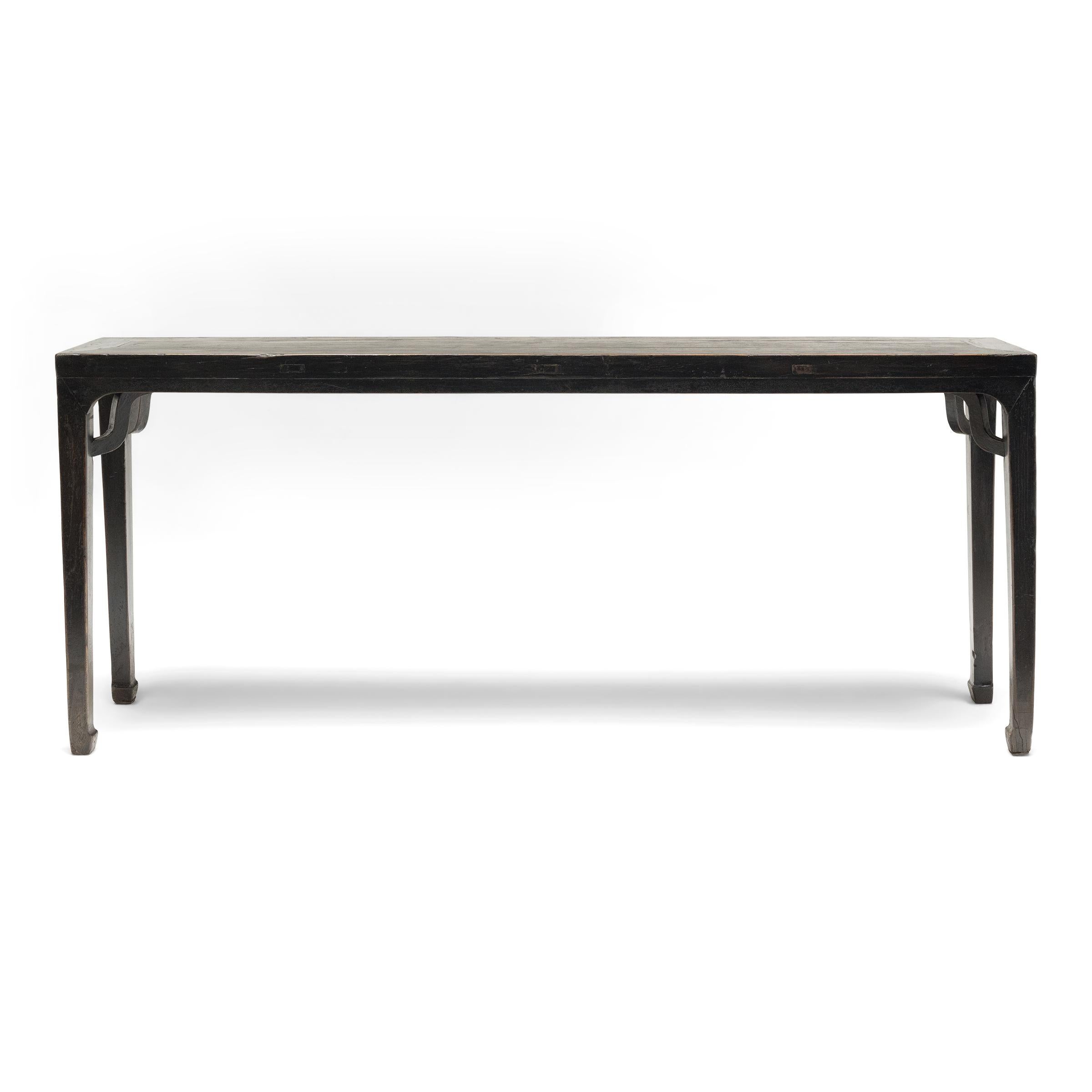 19th Century Chinese Narrow Lacquered Walnut Table, c. 1800 For Sale