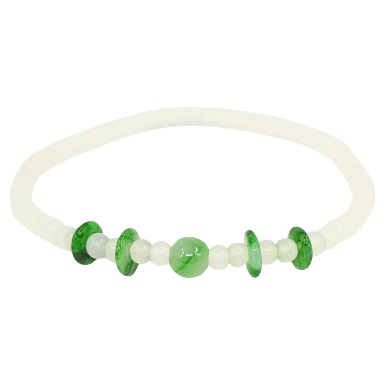 Feines natürliches A Grade durchscheinendes eisiges und grünes Jadeit-Perlenarmband 6"-6.25"