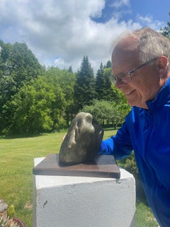 Chinese Natural Jade Khotan Scholar Rock Viewing Stone with Display Base