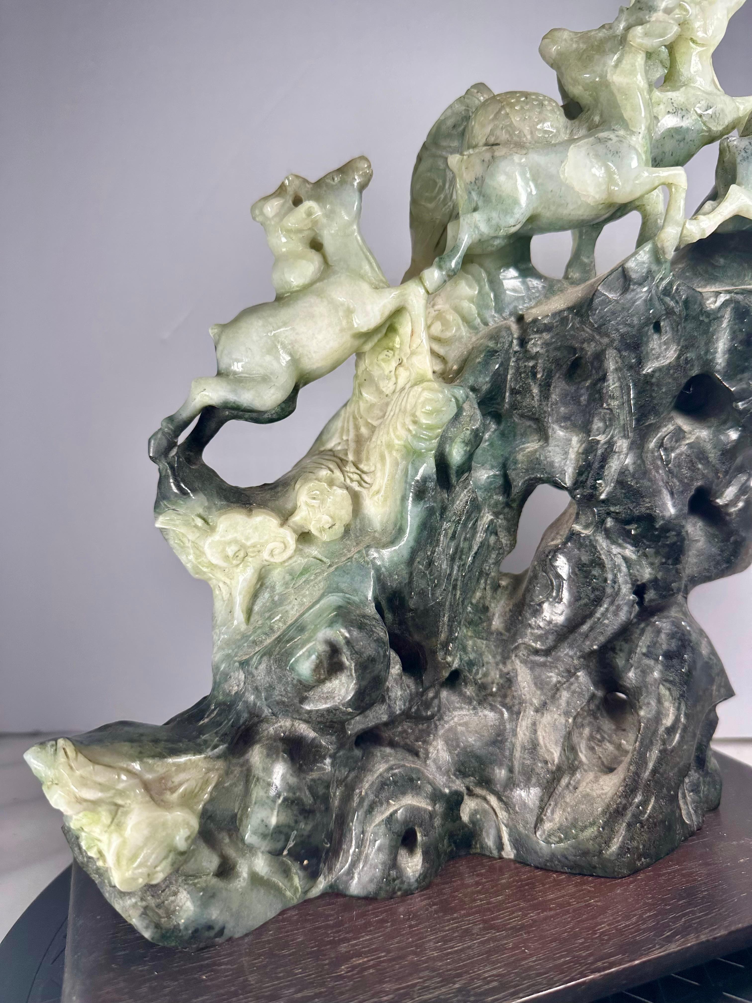 Chinese Natural Large Dushan Jade Carving Qing Dynasty For Sale 12