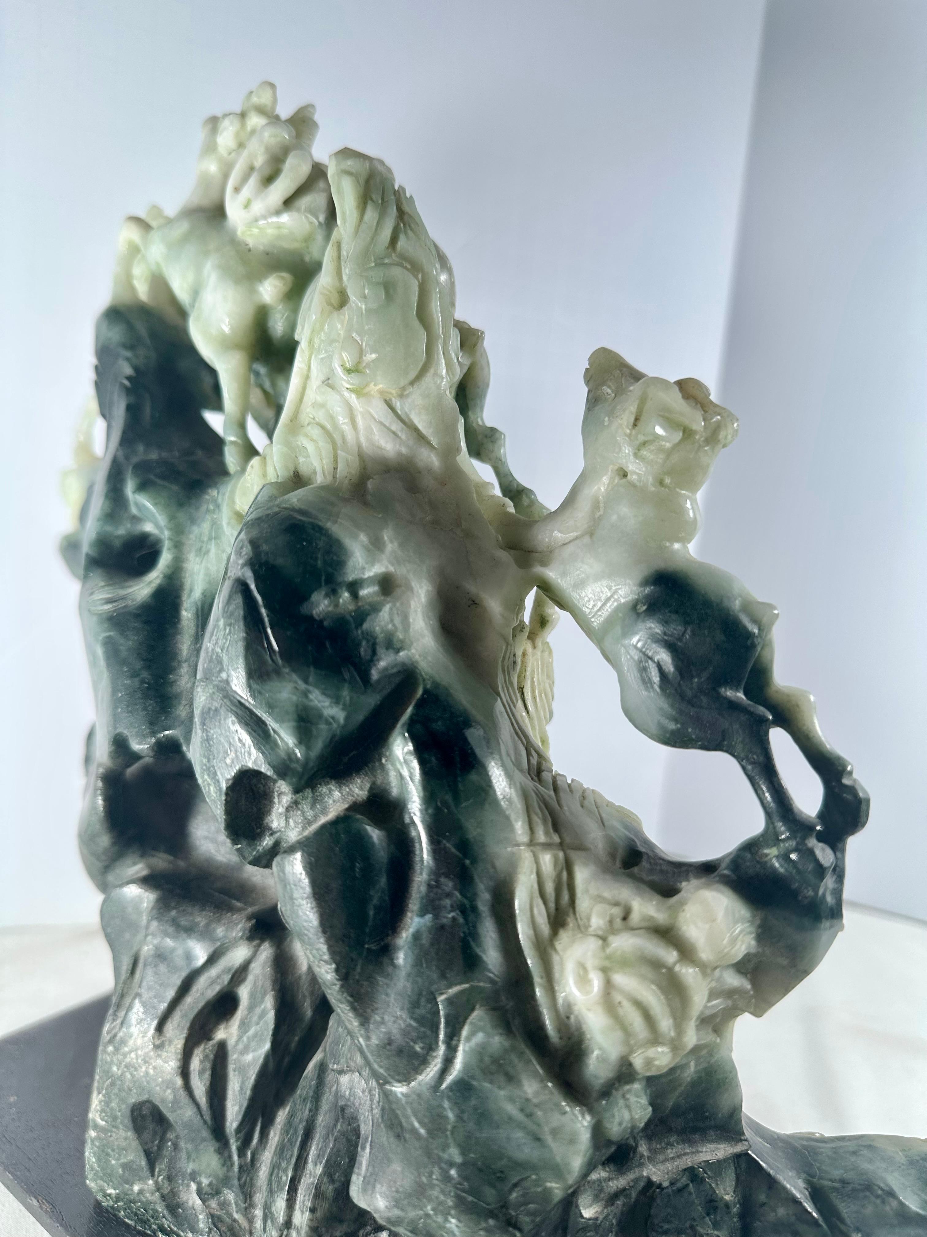 19th Century Chinese Natural Large Dushan Jade Carving Qing Dynasty For Sale