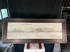 Chinese Natural Stone "Painting" Gray And White Big Mountains And Waters